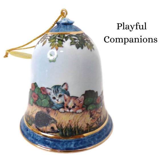 The Bradford Edition Garden Discoveries Cats Bell Ornaments Set Of 3 2526 - Picture 7 of 9